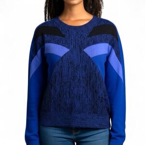 SURFACE TO AIR Women’s Cotton / Viscose Knit Top in Blue/Black Size 36 soho nyc